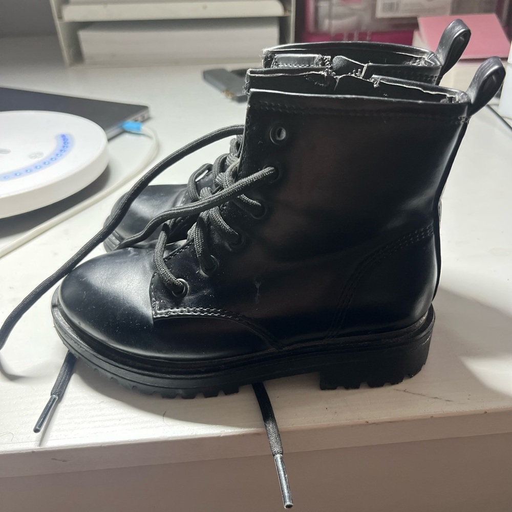 Wonder Nation Black Combat Boots High-Top Lace-Up